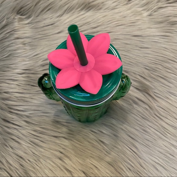 ❌SOLD❌ Pier 1 | Glass Cactus Tumbler with Lid 🌵 - Picture 4 of 5